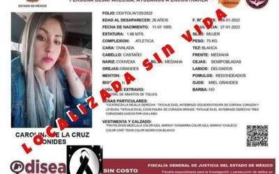 Carolina desapareció en Toluca; ayer fue localizada sin vida